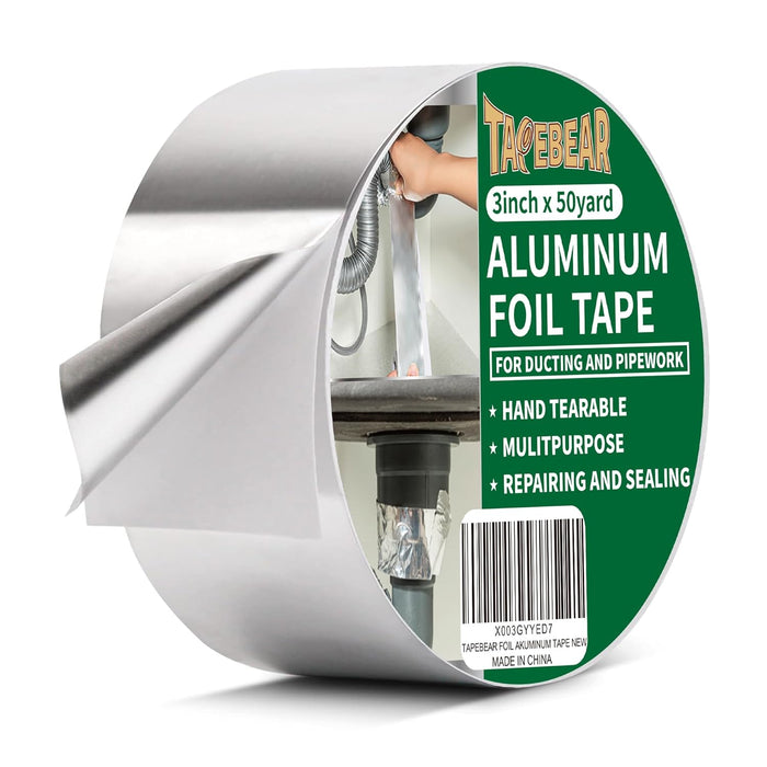 Tapebear 3'' x 50 yards Aluminum Foil Tape, Heat Resistant Aluminum Foil Adhesive Tape